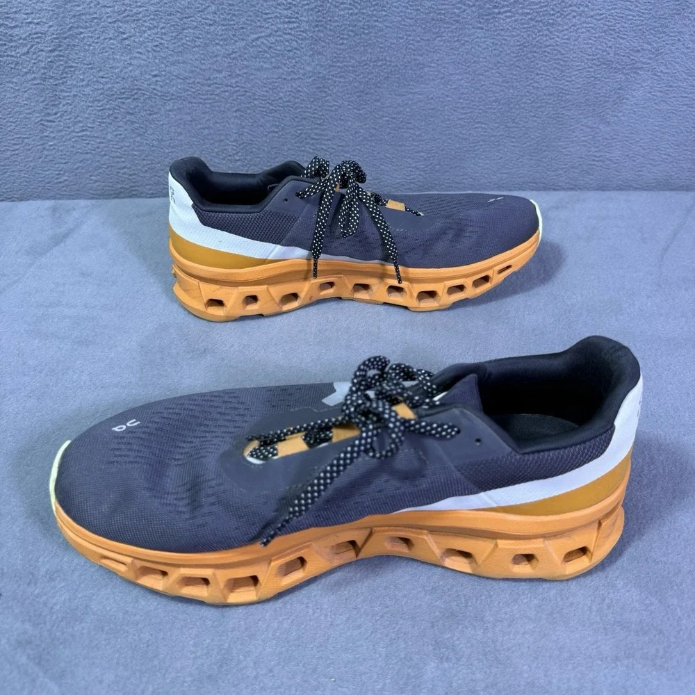 On Running Cloudmonster Shoes Mens 10 Gray Orange CloudTec Running Sneakers